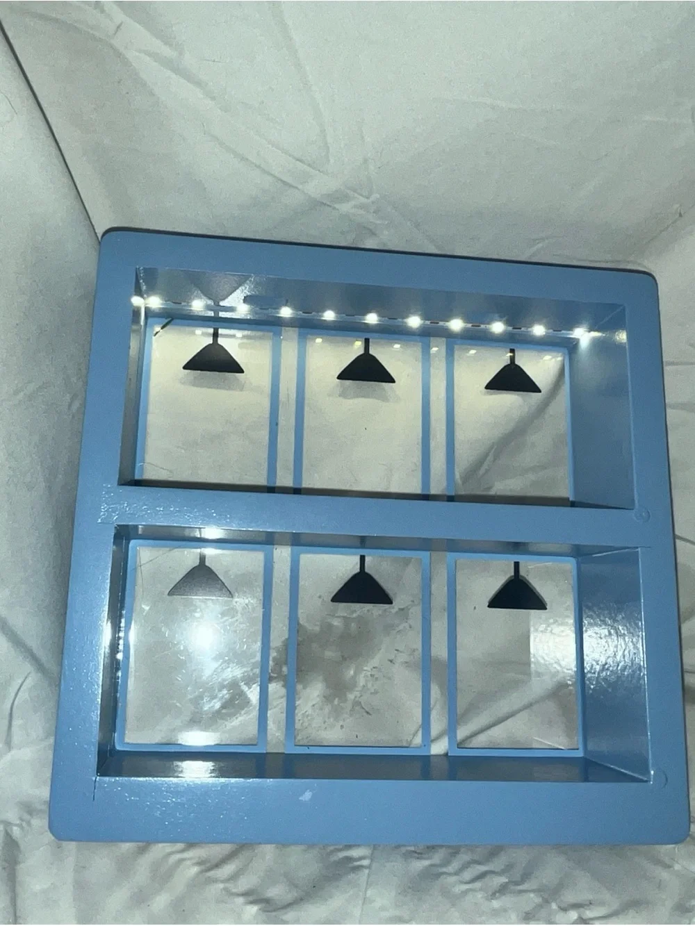 Light up Blue Decorative Wall Shelf display Home Wall Decor